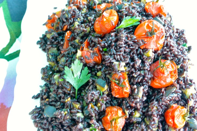 riso venere e verdure